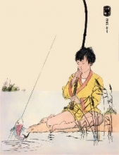 D387 - Oriental - Boy Fishing